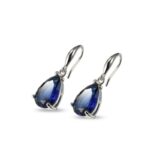 Joiashome water drop sapphire earrings for women 925 sterling silver vintage blue gemstone earrings anniversary wedding jewelry 5