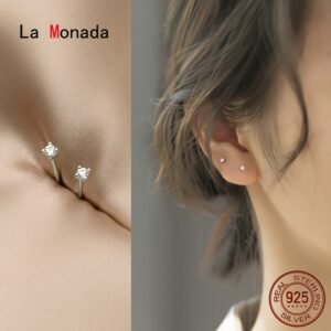 La Monada Bead Earrings Studs 925 Sterling Silver Fine Jewelry Minimalist Beautiful Stud Earrings For Women Silver 925 Korean 1