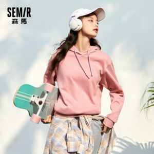 SEMIR Hooded Sweatshirt Women Autumn Spring Loose Korean Version Tops 2021 Winter New Women'S Solid Base Hoodies 2