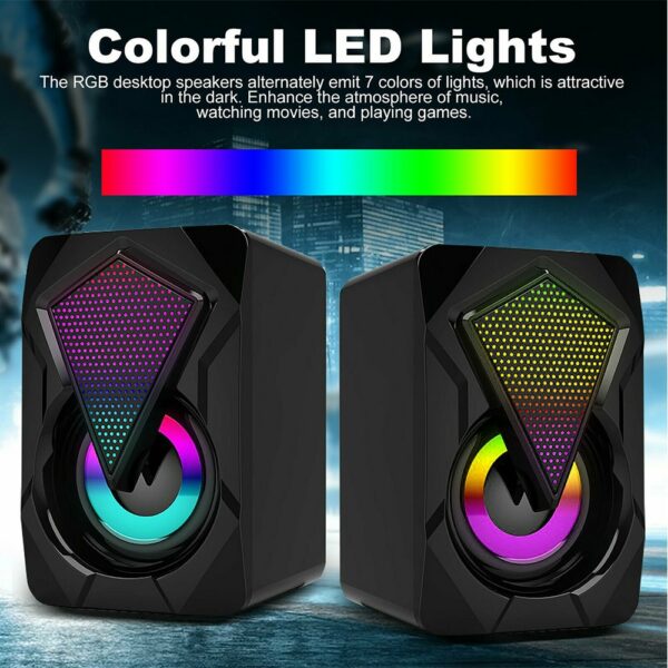 Portable Mini RGB LED Mini USB Wired Computer Speakers Surround Sound Bass Stereo Subwoofer For PC Laptop Desktop Audio MP4 4