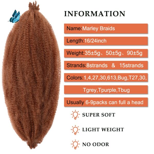 Hair Nest 24Inch Springy Afro Twist Hair Soft Pre-Separated Locs Synthetic Marley Crochet Braiding Hair Spring Twist Hair 2