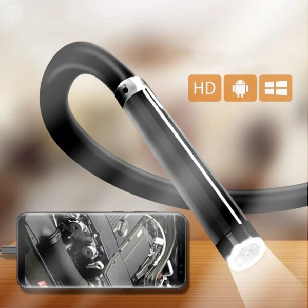 HD USB C Endoscope Semi Rigid Cable Waterproof 7mm Lens 6Leds Light Snake Endoscope Camera For Android Phone &PC 1