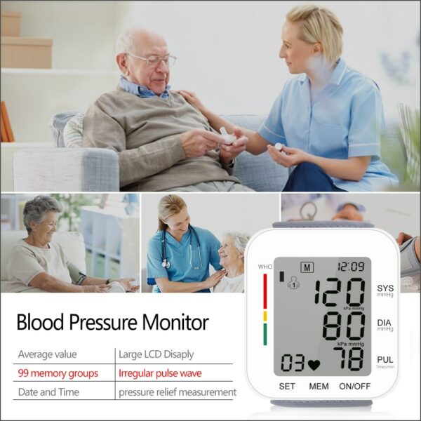 RZ Digital Wrist Blood Pressure Monitor PulseHeart Beat Rate Meter Device Medical Equipment Tonometer BP Mini Sphygmomanometer 5