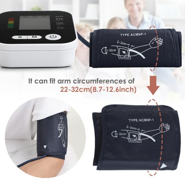 Electric Upper Arm Blood Pressure Monitor Digital Heart Beat Rate Pulse Meter Voice Alarm Automatic Home Blood Pressure Meter 3