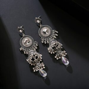 2020 Women's Vintage Ethnic Silver Color Indian Jhumka Bell Tassel Earrings Retro Gypsy Gold Drop Earrings Brincos Jewelry 1