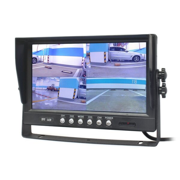 DIYKIT 9" 4CH 4PIN 4 Split Quad Screen Display Backup Rear View Car Monitor for Car Truck Bus Reversing Camera 12V-24V DC 3