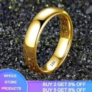 YANHUI Simple Round 4mm Never Fade Original Solid Stainless Steel Ring 18K Gold Gloss Wedding Band For Women And Men Couple Gift 1