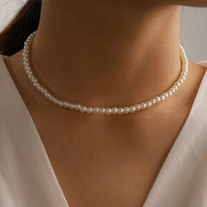 LETAPI 2022 New Elegant White Imitation Pearl Choker Necklace Fashion Full Big Round Pearl Wedding Jewelry for Women 1