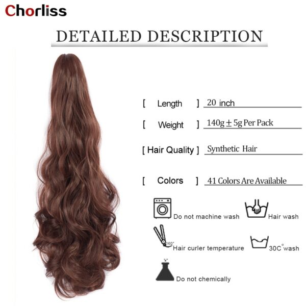 Ombre Long Synthetic Women Drawstring Ponytail Chorliss Loose Wave Clip in Hair Extension Black Blonde Brown Gray Fake Hairpiece 3