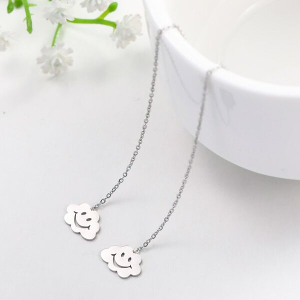 Skyrim Long Dangle Earrings OM Chakra Yoga Cup Smiling Cloud Pendant Women Korean Earring Stainless Steel Jewelry Birthday Gift 6