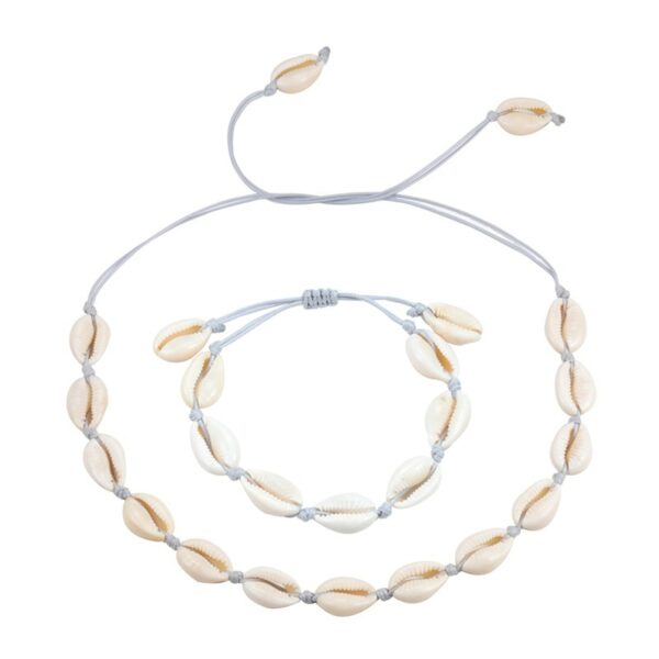 Hot European Style Natural White SeaShell Bracelet Necklace Hand-woven Women Jewelry Creative Conch Shells Accessories Wholesale 3