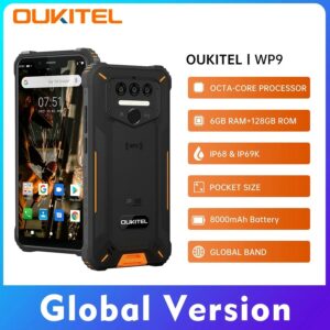 Oukitel WP9 Rugged Waterproof MobilePhone 6GB 128GB Octa Core Smartphone Helio P60 5.86" 4G LTE Cellphone Android 10 GPS 8000mAh 1