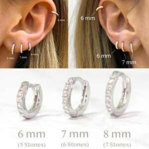 Aide 925 Sterling Silver Clear Zircon Circle Round Stud Earrings For Women Party Wedding Ear Bone Buckle Charm Earring Jewelry 2