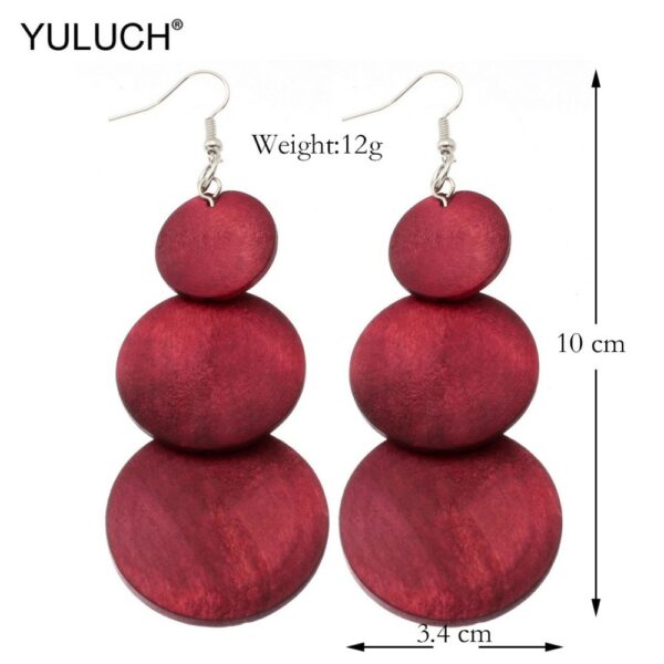 YULUCH 2019 Natural Painted Wood Ethnic Women African Pendant Pompom Pom Pom Fashion Girl Lady Jewelry Drop Earrings Party Gift 5
