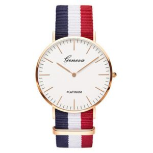 Geneva Nylon Canvas Color Strap Watch Men Women Pink White Luxury Clocks Fashion Golden Quartz Watches Orologio Donna Gift Reloj 1