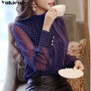 2021 summer woman top blusa mujer lace chiffon blouse women shirt long sleeve womens tops and blouses ladies plus size 2