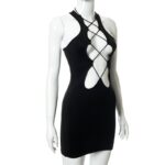 Sexy Hollow Out Bodycon Mini Dress For Women Casual Bandage Party Birthday Dresses 2022 Summer Black White Y2K Ladies Clothing 5