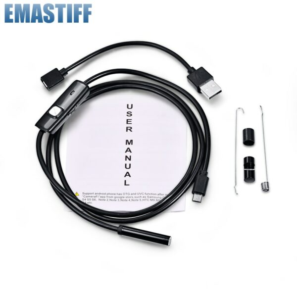 7mm Endoscope Camera Flexible IP67 Waterproof Micro USB industrial Endoscope Camera for Android Phone PC 6LED Adjustable 1