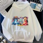 Lilo & Stitch Hoodies Women Cartoon Disney Hooded Sweatshirts Pullover Kawaii Print Spring Autumn Plus Velvet Man Casual Clothes 4