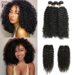 Remy Forte Curly Bundles With Closure 10-30 Inch Remy Brazilian Hair Weave Bundles 3/4 Kinky Curly Bundles With Closure Fast USA 1