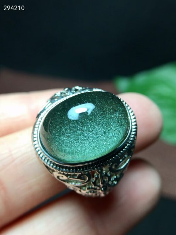 Top Natural Green Phantom Quartz Big Adjustable Oval Ring 17/12mm 925 Silver Rare Gift Jewelry AAAAA 1