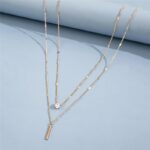 VAGZEB Simple Crystal Geometric Gold Pendant Necklace Set for Women Charms Fashion Square Rhinestone Female Vintage Jewelry 4