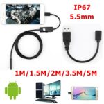5.5mm Endoscope USB Mini Camera Flexible IP67 Waterproof Micro USB Inspection Borescope Camera For Android 6 LED Adjustable 1