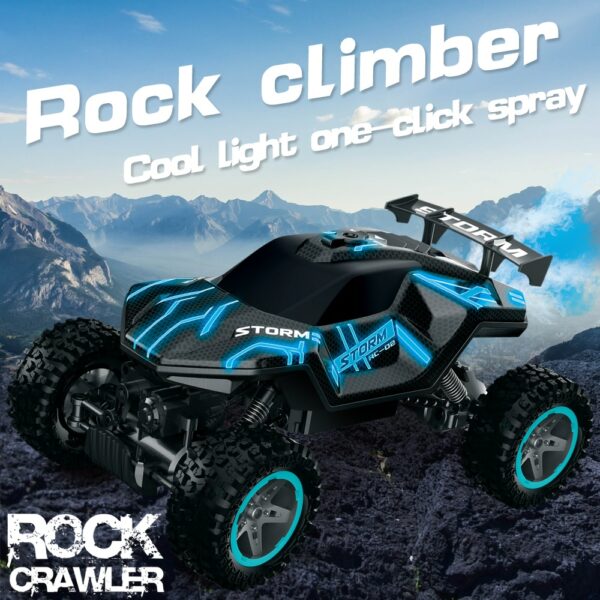 2.4G 4WD Lights Spray Climbing RC Car 1:16 Cool lighting/Exhaust spray/Strong power mountain climbing stunt car gifts for kids 3