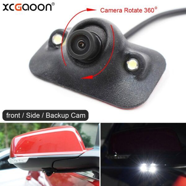 XCGaoon mini CCD Car Front /Side/ Rear View Camera Night Version with 2 LED Lights Wide Angle Real Waterproof Cam Can 360 Rotate 1