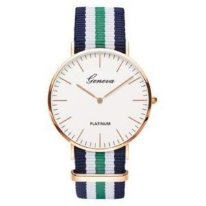 Geneva Nylon Canvas Color Strap Watch Men Women Pink White Luxury Clocks Fashion Golden Quartz Watches Orologio Donna Gift Reloj 2