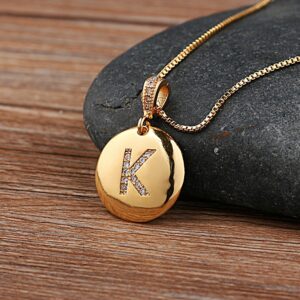 Top Quality Women Girls Initial Letter Necklace Gold 26 Letters Charm Necklaces Pendants Copper CZ Jewelry Personal Necklace 1