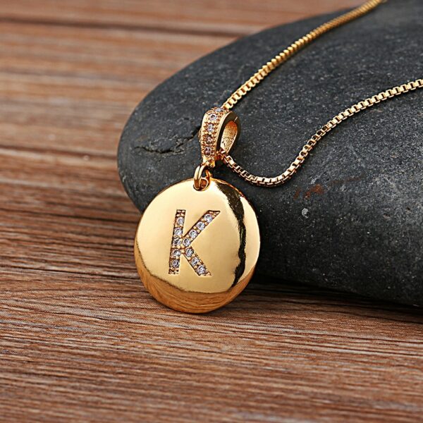 Top Quality Women Girls Initial Letter Necklace Gold 26 Letters Charm Necklaces Pendants Copper CZ Jewelry Personal Necklace 1