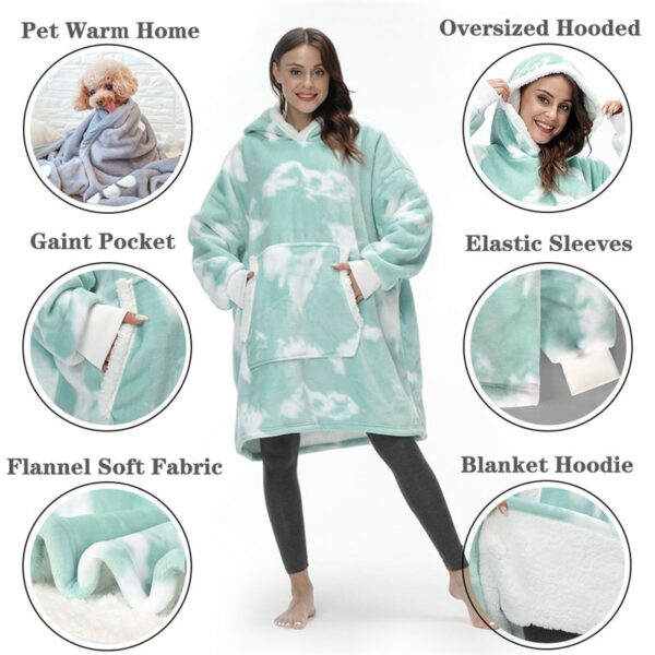 Long Hoodies Women Sweatshirt Blanket Winter Plush Fleece Oversized TV Blanket With Sleeves Ladies Warm Hooded Pullover 5