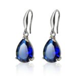 Joiashome water drop sapphire earrings for women 925 sterling silver vintage blue gemstone earrings anniversary wedding jewelry 1