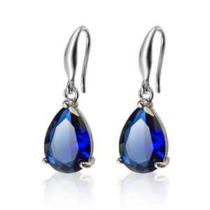 Joiashome water drop sapphire earrings for women 925 sterling silver vintage blue gemstone earrings anniversary wedding jewelry 1