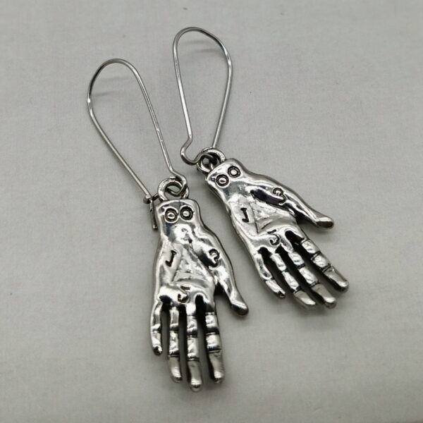 Palmistry earrings Fortune Teller Palm reader hand earrings chiromancy in silver color tone Mystery jewelry pendant woman gift 6