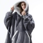 Long Hoodies Women Sweatshirt Blanket Winter Plush Fleece Oversized TV Blanket With Sleeves Ladies Warm Hooded Pullover 2