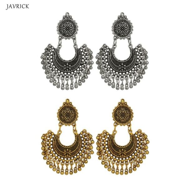 Women Earrings Metal Tassel Jhumka Indian Ethnic Bollywood Dangle Earrings Fashion Jewelry Accessories 2