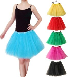 15Inch Length Classic Women's Tulle Skirts Elastic Tutu Skirts Solid Color High Waist Sweet Toddlers Ballet Skirt Blue Pink Rose 1