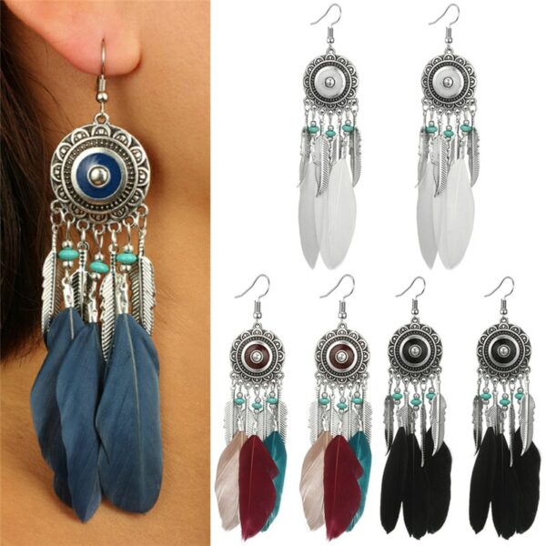 2019 New Bohemia Feather Tassel Earrings For Women India Style Feather Charm Dangle Earrings Ethnic Tribal Hippie Jewelry Gift 5