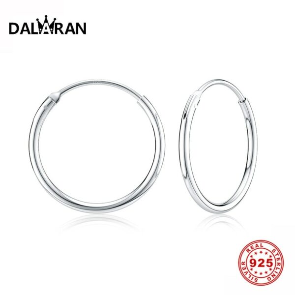 DALARAN Hoop Earrings 925 Sterling Silver Circle Round Huggie Hoop Earrings For Women Men Fashion Simple Jewelry 1