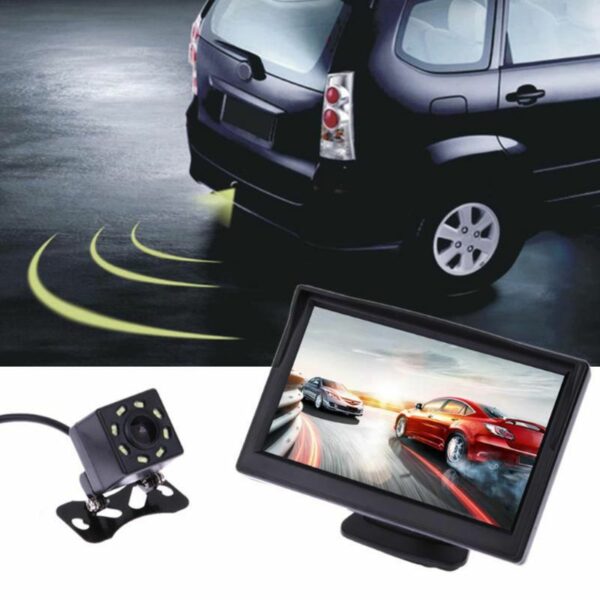 LCD HD Screen Monitor Suction Cup Parking Camera Car Rearview Reverse Backup Camera 5 inch 3