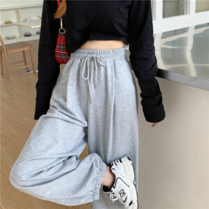 HOUZHOU Gray Sweatpants for Women 2022 Autumn New Baggy Fashion Oversize Sports Pants Balck Trousers Female Joggers Streetwear 1