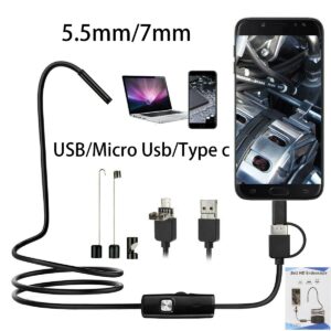 5.5mm/7mm USB Video Endoscope Type c Endoscopic Piping Inspection Snake Camera Sewer Car Borescope for Android Mobile Smartphone 1
