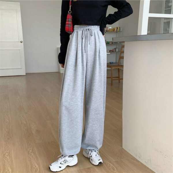 HOUZHOU Gray Sweatpants for Women 2022 Autumn New Baggy Fashion Oversize Sports Pants Balck Trousers Female Joggers Streetwear 5