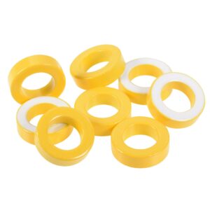 uxcell 8pcs 22 x 36.5 x 11mm Ferrite Toroid Ring Iron Powder Toroid Cores Yellow White 1
