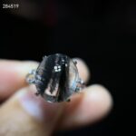 Natural Brookite Black Platinum Silver Rutilated Quartz Oval Ring 13.4/11.7mm Rutilated 925 Silver Woman Men AAAAA 5