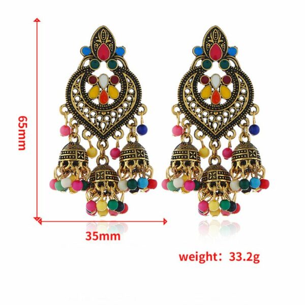 Retro Indian Bollywood Kundan Jhumka Jhumki Drop Earrings Gypsy Dangle Earring Jewelry Women Ear Accessories Jewelry Gift 6
