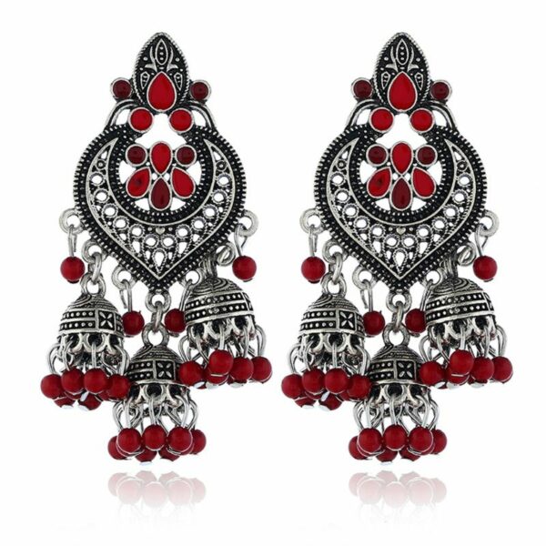 Retro Indian Bollywood Kundan Jhumka Jhumki Drop Earrings Gypsy Dangle Earring Jewelry Women Ear Accessories Jewelry Gift 4