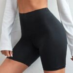 Shorts Women Thin Fitness Casual High Waist Fashion Biker Shorts Summer Slim Knee-Length Bottoms Black Cycling Shorts Streetwear 1